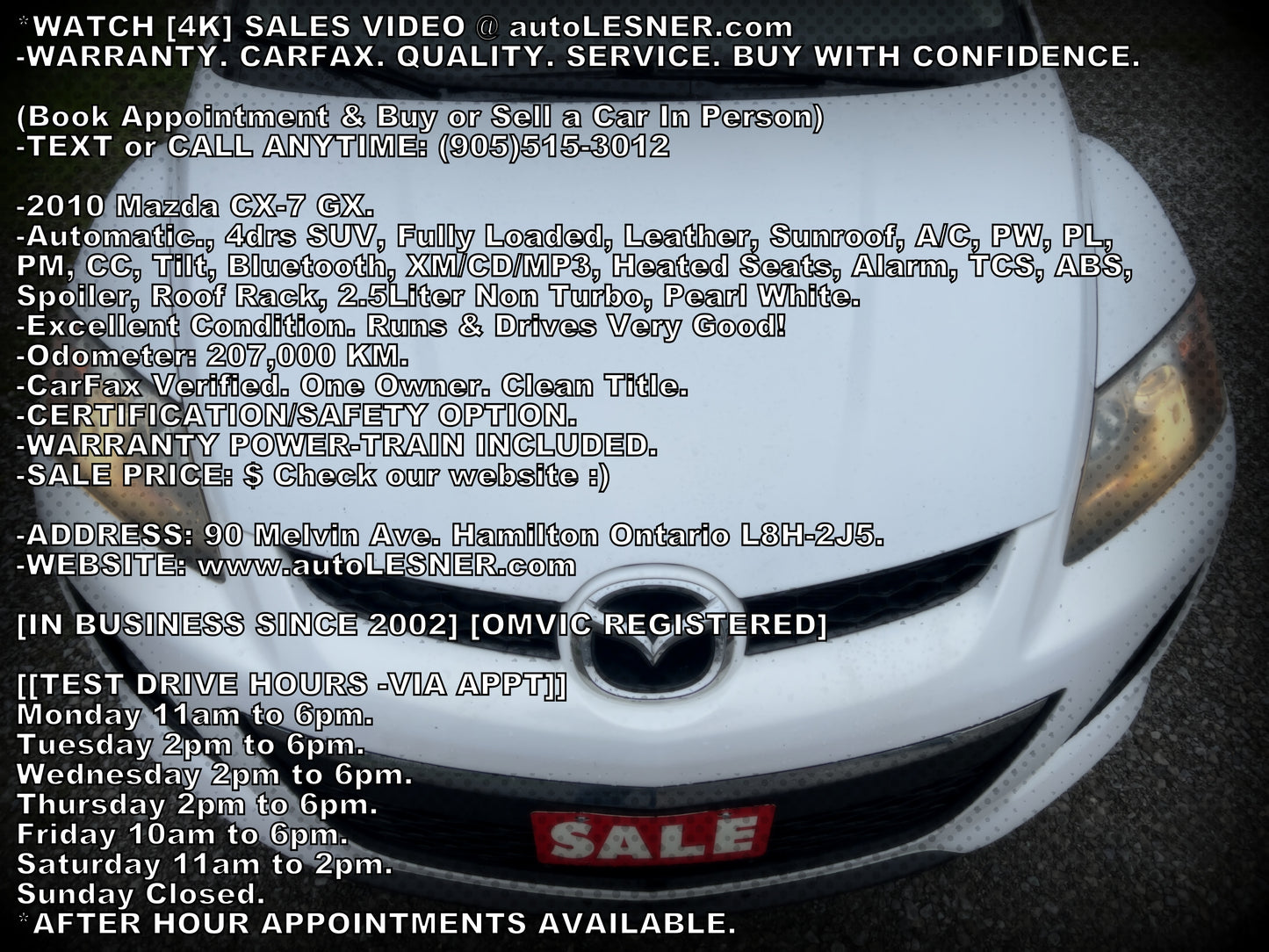 2010 Mazda CX-7 GX -Auto Fully Loaded 207,KM -Warranty!