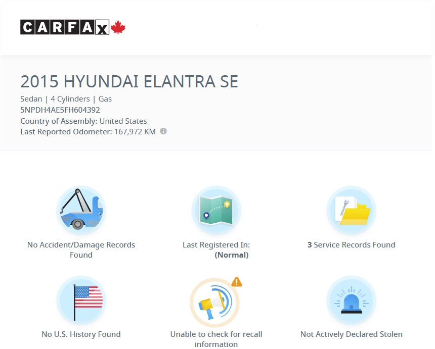 2015 Hyundai Elantra GL -6SPD A/C Loaded 168,KM -Warranty!